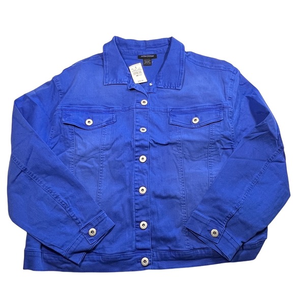 Ashley Stewart Oversized Blue Denim Jacket Plus Size 22/24 Classic Americana - Picture 1 of 8